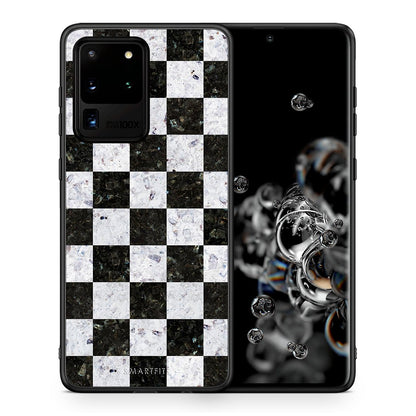 Θήκη Samsung S20 Ultra Square Geometric Marble από τη Smartfits με σχέδιο στο πίσω μέρος και μαύρο περίβλημα | Samsung S20 Ultra Square Geometric Marble case with colorful back and black bezels