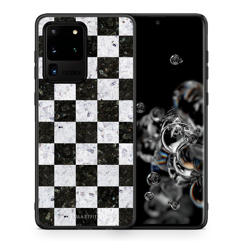 Θήκη Samsung S20 Ultra Square Geometric Marble από τη Smartfits με σχέδιο στο πίσω μέρος και μαύρο περίβλημα | Samsung S20 Ultra Square Geometric Marble case with colorful back and black bezels