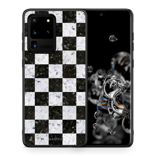 Θήκη Samsung S20 Ultra Square Geometric Marble από τη Smartfits με σχέδιο στο πίσω μέρος και μαύρο περίβλημα | Samsung S20 Ultra Square Geometric Marble case with colorful back and black bezels