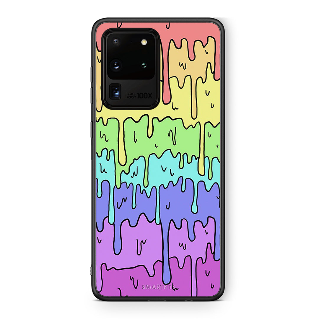 Samsung S20 Ultra Melting Rainbow θήκη από τη Smartfits με σχέδιο στο πίσω μέρος και μαύρο περίβλημα | Smartphone case with colorful back and black bezels by Smartfits