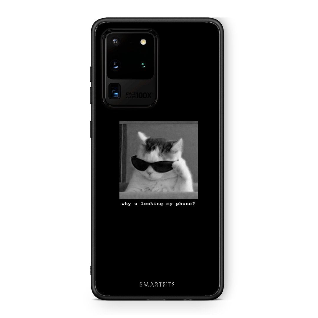 Samsung S20 Ultra Meme Cat θήκη από τη Smartfits με σχέδιο στο πίσω μέρος και μαύρο περίβλημα | Smartphone case with colorful back and black bezels by Smartfits