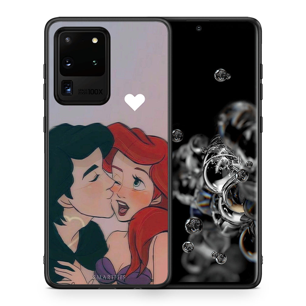 Θήκη Αγίου Βαλεντίνου Samsung S20 Ultra Mermaid Love από τη Smartfits με σχέδιο στο πίσω μέρος και μαύρο περίβλημα | Samsung S20 Ultra Mermaid Love case with colorful back and black bezels