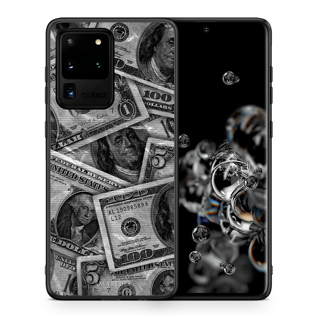 Θήκη Samsung S20 Ultra Money Dollars από τη Smartfits με σχέδιο στο πίσω μέρος και μαύρο περίβλημα | Samsung S20 Ultra Money Dollars case with colorful back and black bezels