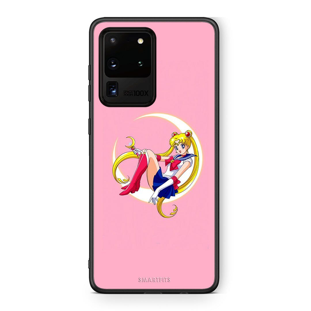 Samsung S20 Ultra Moon Girl θήκη από τη Smartfits με σχέδιο στο πίσω μέρος και μαύρο περίβλημα | Smartphone case with colorful back and black bezels by Smartfits