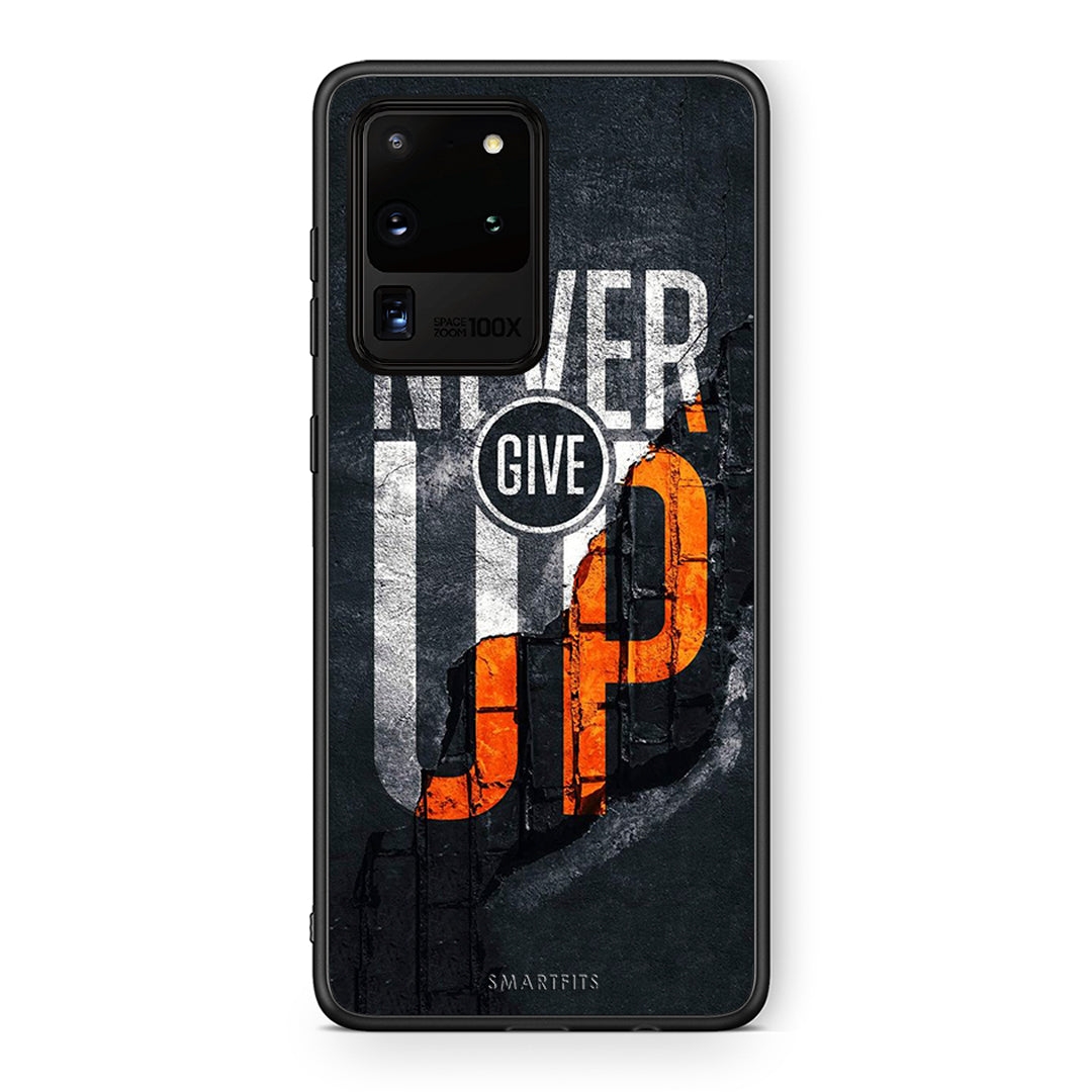 Samsung S20 Ultra Never Give Up Θήκη Αγίου Βαλεντίνου από τη Smartfits με σχέδιο στο πίσω μέρος και μαύρο περίβλημα | Smartphone case with colorful back and black bezels by Smartfits