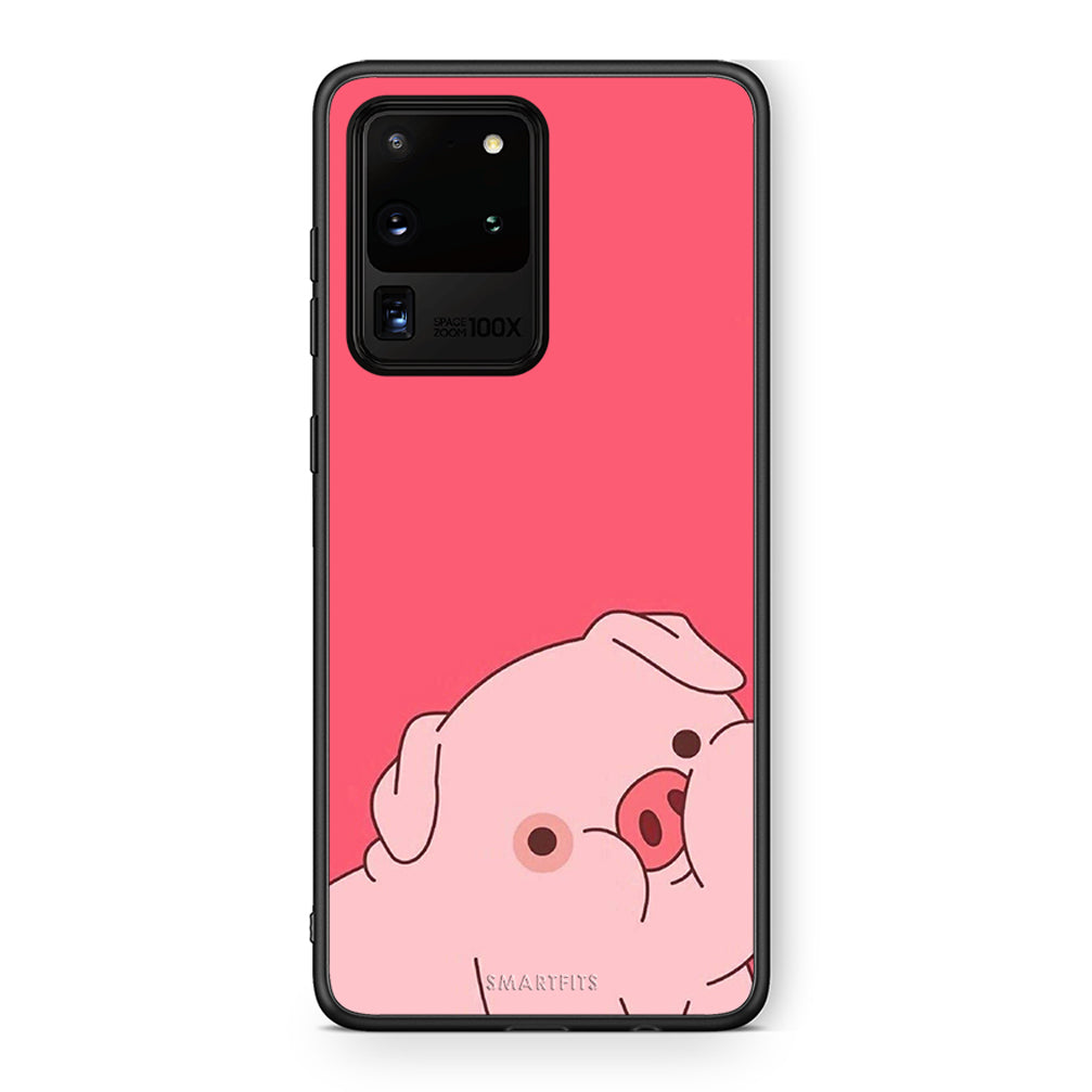 Samsung S20 Ultra Pig Love 1 Θήκη Αγίου Βαλεντίνου από τη Smartfits με σχέδιο στο πίσω μέρος και μαύρο περίβλημα | Smartphone case with colorful back and black bezels by Smartfits