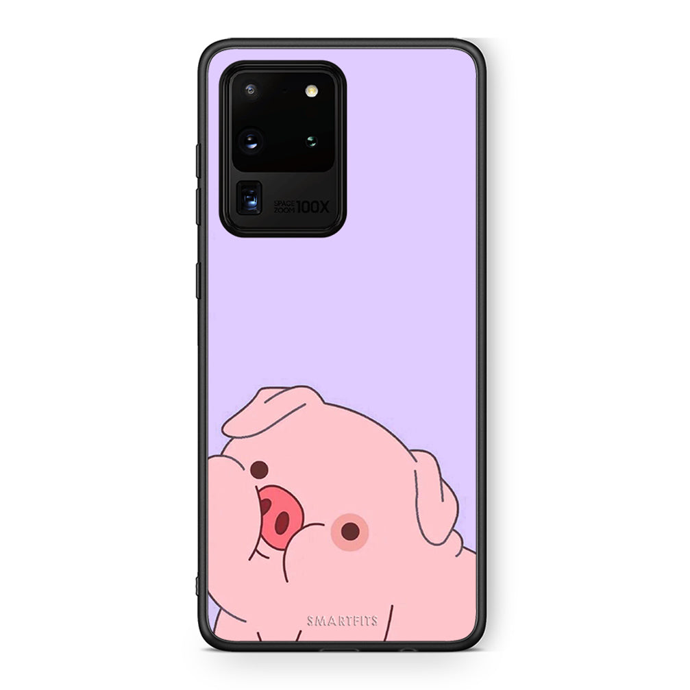 Samsung S20 Ultra Pig Love 2 Θήκη Αγίου Βαλεντίνου από τη Smartfits με σχέδιο στο πίσω μέρος και μαύρο περίβλημα | Smartphone case with colorful back and black bezels by Smartfits