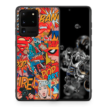 Θήκη Samsung S20 Ultra PopArt OMG από τη Smartfits με σχέδιο στο πίσω μέρος και μαύρο περίβλημα | Samsung S20 Ultra PopArt OMG case with colorful back and black bezels