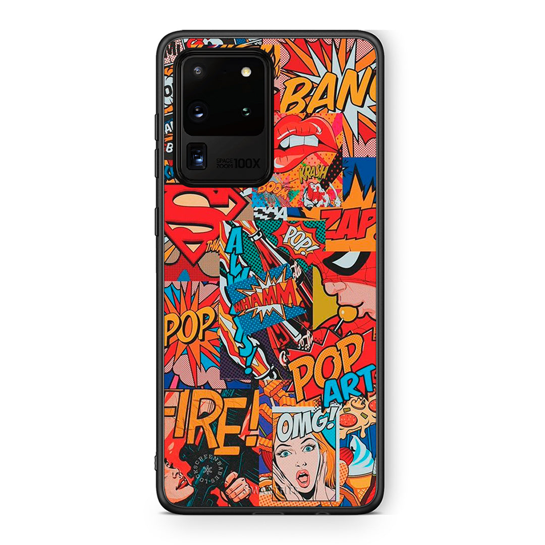 Samsung S20 Ultra PopArt OMG θήκη από τη Smartfits με σχέδιο στο πίσω μέρος και μαύρο περίβλημα | Smartphone case with colorful back and black bezels by Smartfits