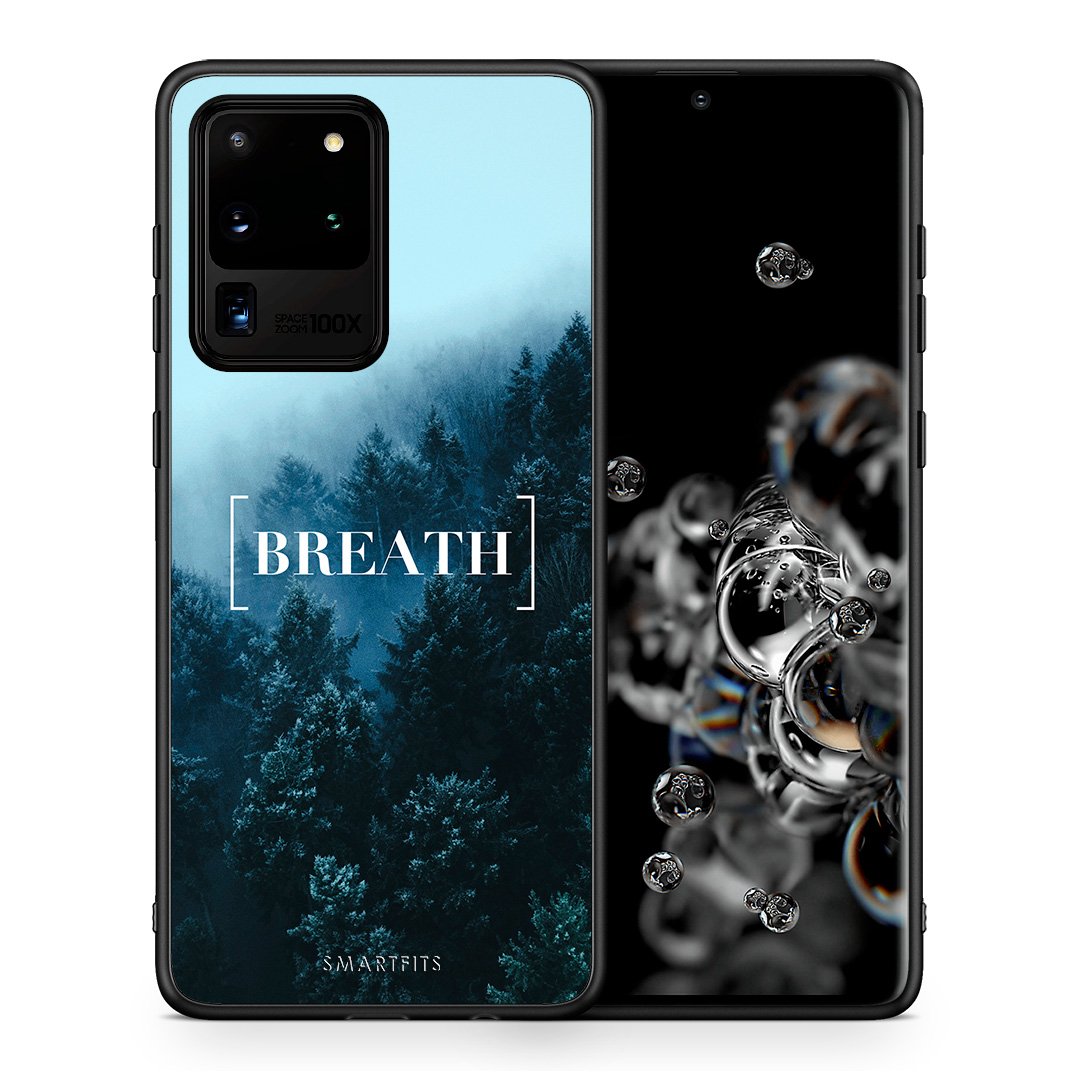 Θήκη Samsung S20 Ultra Breath Quote από τη Smartfits με σχέδιο στο πίσω μέρος και μαύρο περίβλημα | Samsung S20 Ultra Breath Quote case with colorful back and black bezels