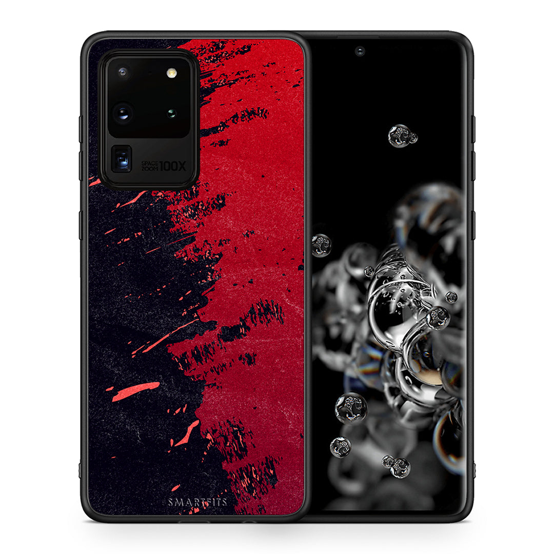 Θήκη Αγίου Βαλεντίνου Samsung S20 Ultra Red Paint από τη Smartfits με σχέδιο στο πίσω μέρος και μαύρο περίβλημα | Samsung S20 Ultra Red Paint case with colorful back and black bezels