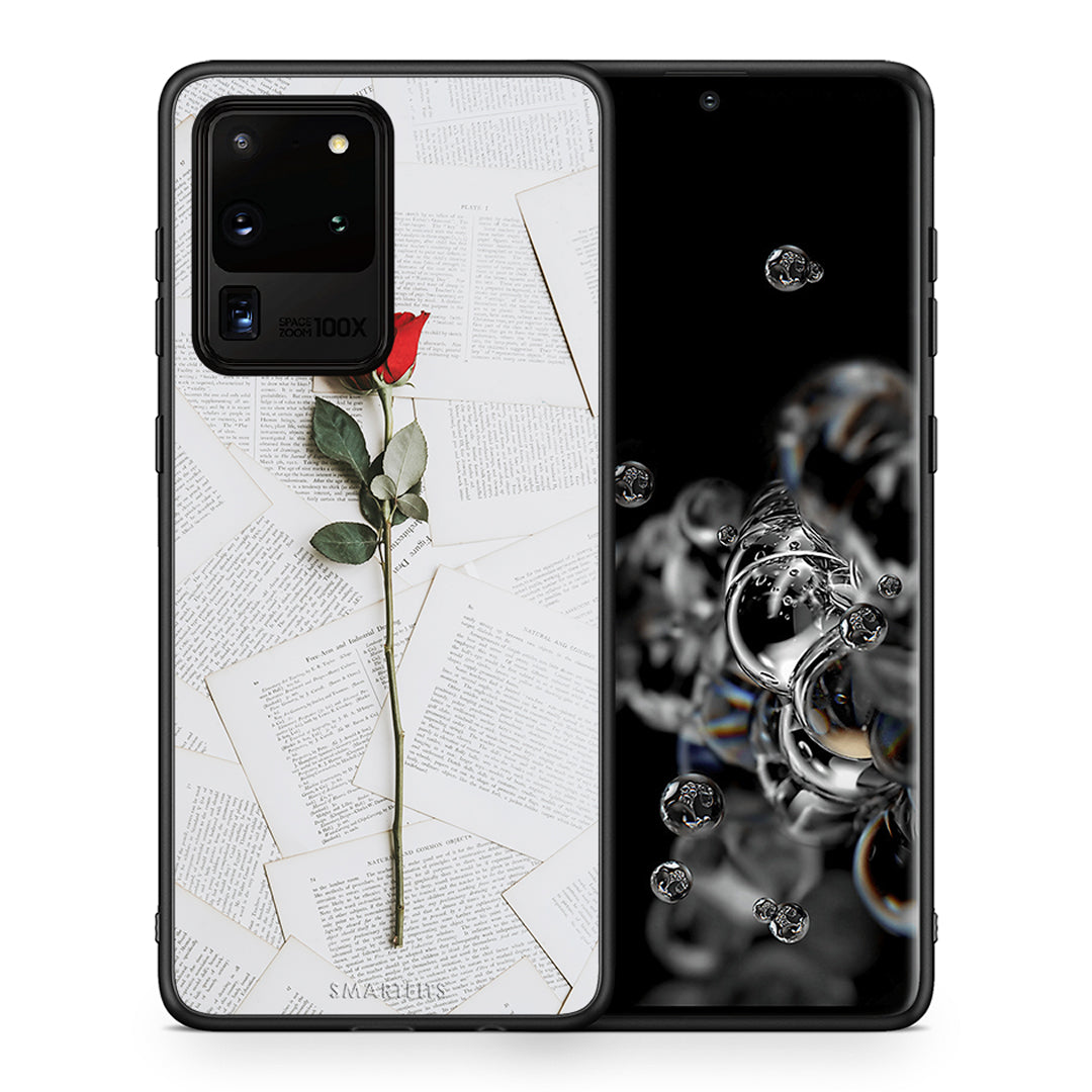 Θήκη Samsung S20 Ultra Red Rose από τη Smartfits με σχέδιο στο πίσω μέρος και μαύρο περίβλημα | Samsung S20 Ultra Red Rose case with colorful back and black bezels