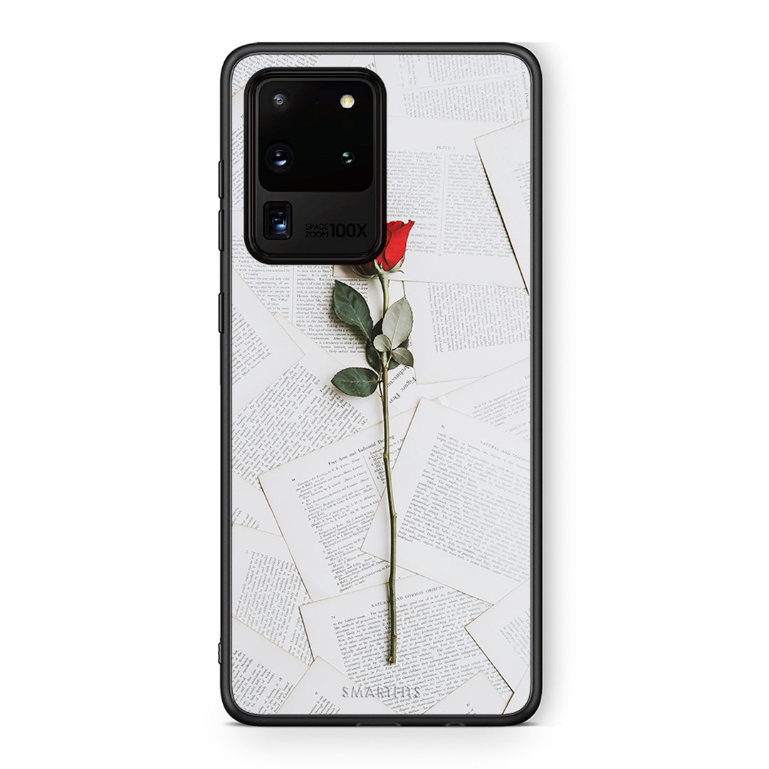 Samsung S20 Ultra Red Rose θήκη από τη Smartfits με σχέδιο στο πίσω μέρος και μαύρο περίβλημα | Smartphone case with colorful back and black bezels by Smartfits