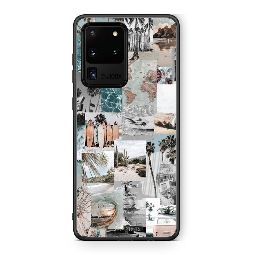 Samsung S20 Ultra Retro Beach Life Θήκη από τη Smartfits με σχέδιο στο πίσω μέρος και μαύρο περίβλημα | Smartphone case with colorful back and black bezels by Smartfits