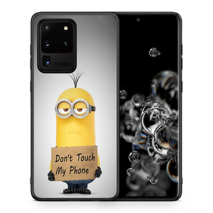 Θήκη Samsung S20 Ultra Minion Text από τη Smartfits με σχέδιο στο πίσω μέρος και μαύρο περίβλημα | Samsung S20 Ultra Minion Text case with colorful back and black bezels