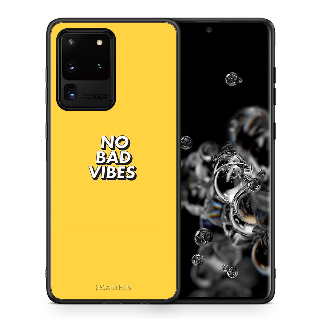 Θήκη Samsung S20 Ultra Vibes Text από τη Smartfits με σχέδιο στο πίσω μέρος και μαύρο περίβλημα | Samsung S20 Ultra Vibes Text case with colorful back and black bezels