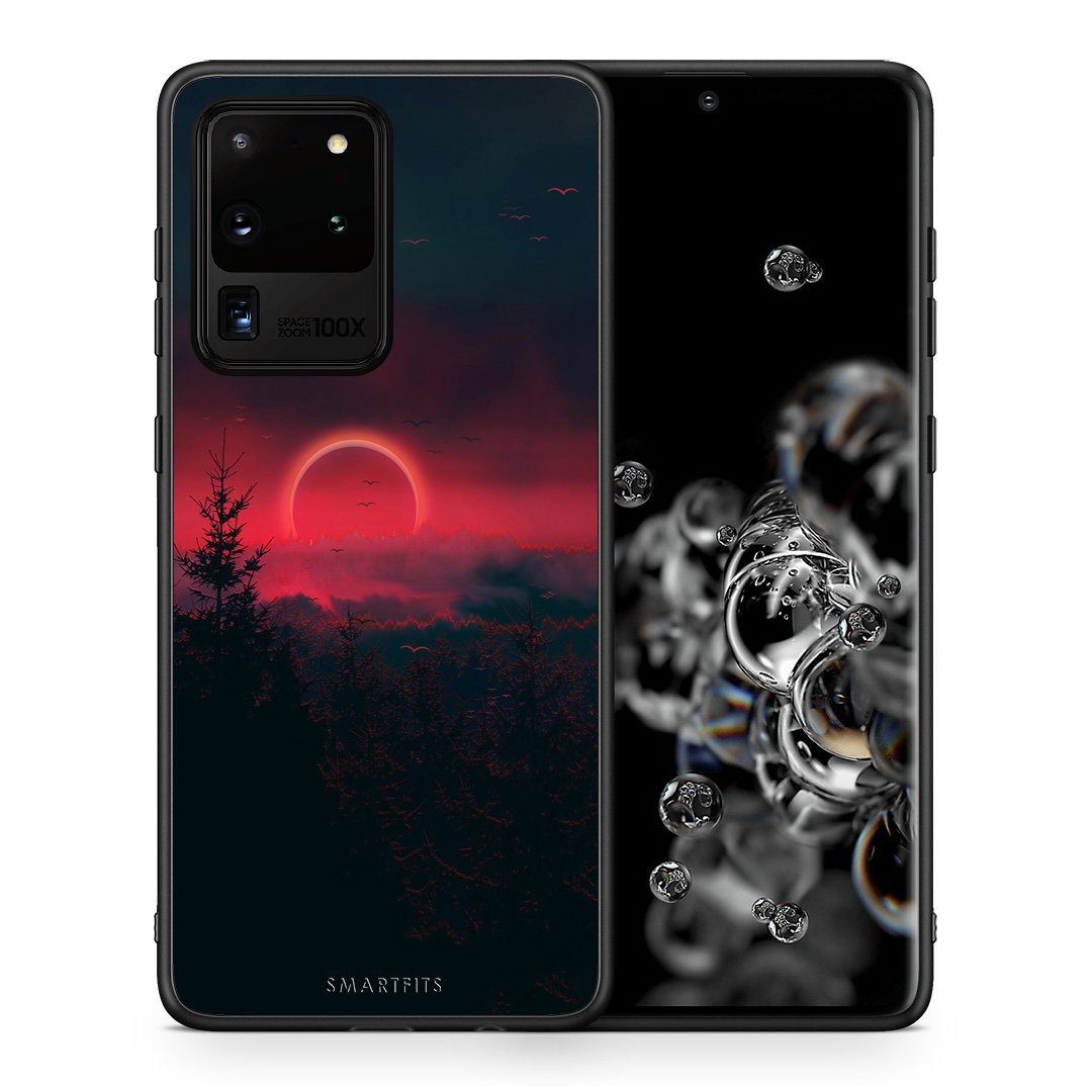 Θήκη Samsung S20 Ultra Sunset Tropic από τη Smartfits με σχέδιο στο πίσω μέρος και μαύρο περίβλημα | Samsung S20 Ultra Sunset Tropic case with colorful back and black bezels