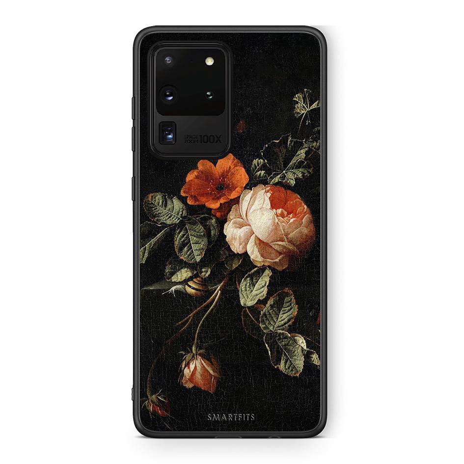 Samsung S20 Ultra Vintage Roses θήκη από τη Smartfits με σχέδιο στο πίσω μέρος και μαύρο περίβλημα | Smartphone case with colorful back and black bezels by Smartfits