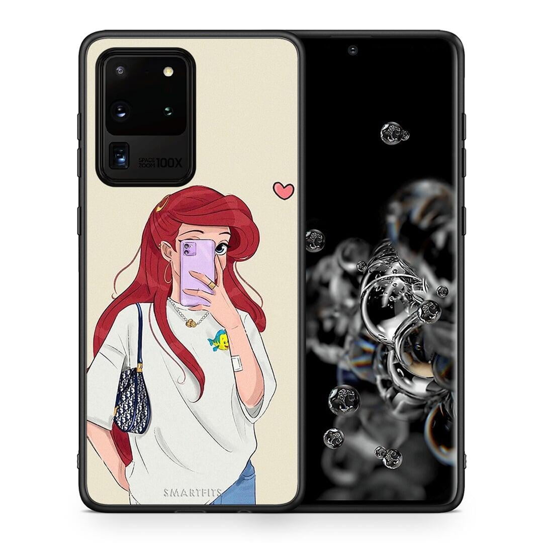 Θήκη Samsung S20 Ultra Walking Mermaid από τη Smartfits με σχέδιο στο πίσω μέρος και μαύρο περίβλημα | Samsung S20 Ultra Walking Mermaid case with colorful back and black bezels