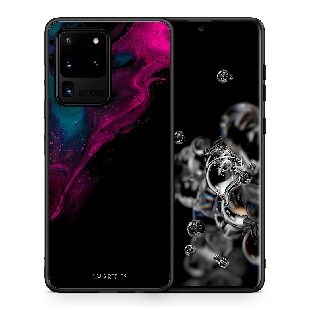 Θήκη Samsung S20 Ultra Pink Black Watercolor από τη Smartfits με σχέδιο στο πίσω μέρος και μαύρο περίβλημα | Samsung S20 Ultra Pink Black Watercolor case with colorful back and black bezels