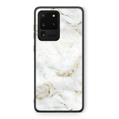 Samsung S20 Ultra White Gold Marble θήκη από τη Smartfits με σχέδιο στο πίσω μέρος και μαύρο περίβλημα | Smartphone case with colorful back and black bezels by Smartfits