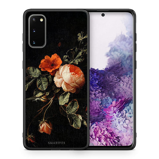 Θήκη Samsung S20 Vintage Roses από τη Smartfits με σχέδιο στο πίσω μέρος και μαύρο περίβλημα | Samsung S20 Vintage Roses case with colorful back and black bezels