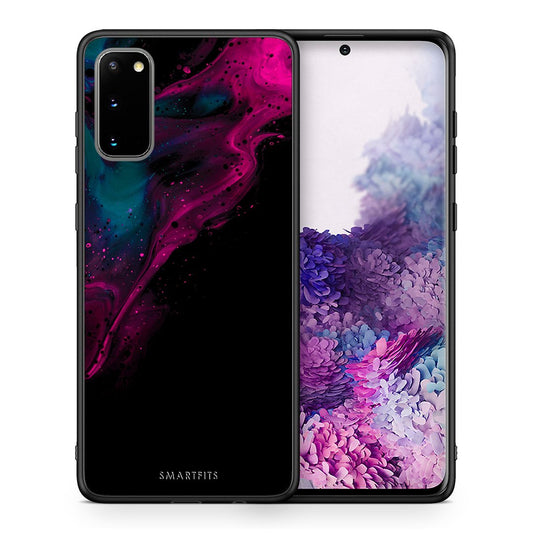 Θήκη Samsung S20 Pink Black Watercolor από τη Smartfits με σχέδιο στο πίσω μέρος και μαύρο περίβλημα | Samsung S20 Pink Black Watercolor case with colorful back and black bezels