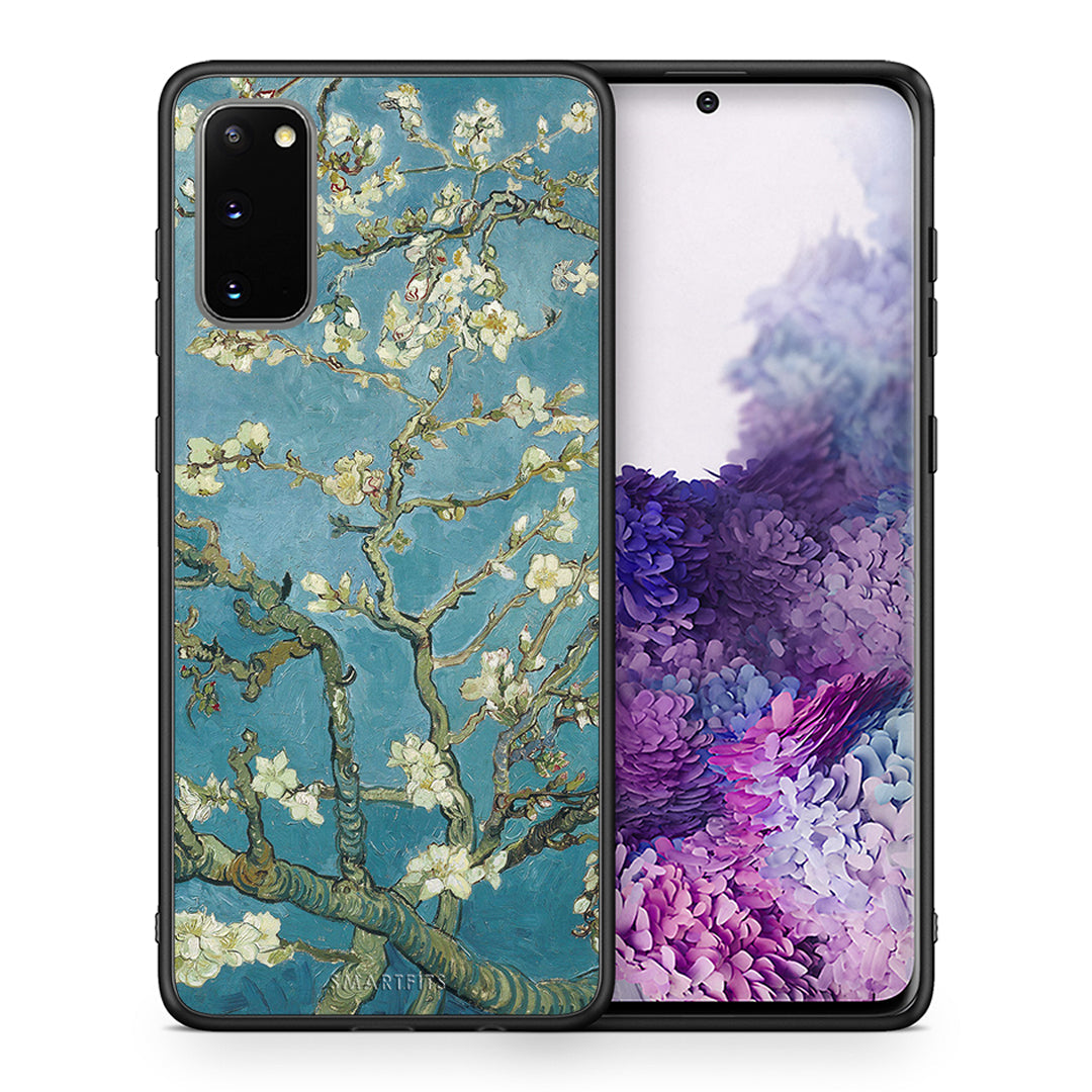 Θήκη Samsung S20 White Blossoms από τη Smartfits με σχέδιο στο πίσω μέρος και μαύρο περίβλημα | Samsung S20 White Blossoms case with colorful back and black bezels