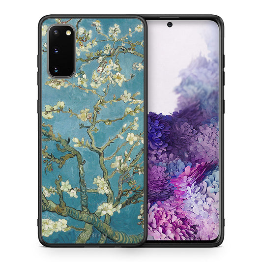 Θήκη Samsung S20 White Blossoms από τη Smartfits με σχέδιο στο πίσω μέρος και μαύρο περίβλημα | Samsung S20 White Blossoms case with colorful back and black bezels