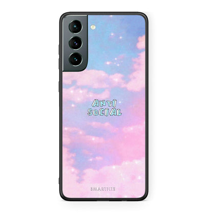 Samsung S21 Anti Social Θήκη Αγίου Βαλεντίνου από τη Smartfits με σχέδιο στο πίσω μέρος και μαύρο περίβλημα | Smartphone case with colorful back and black bezels by Smartfits