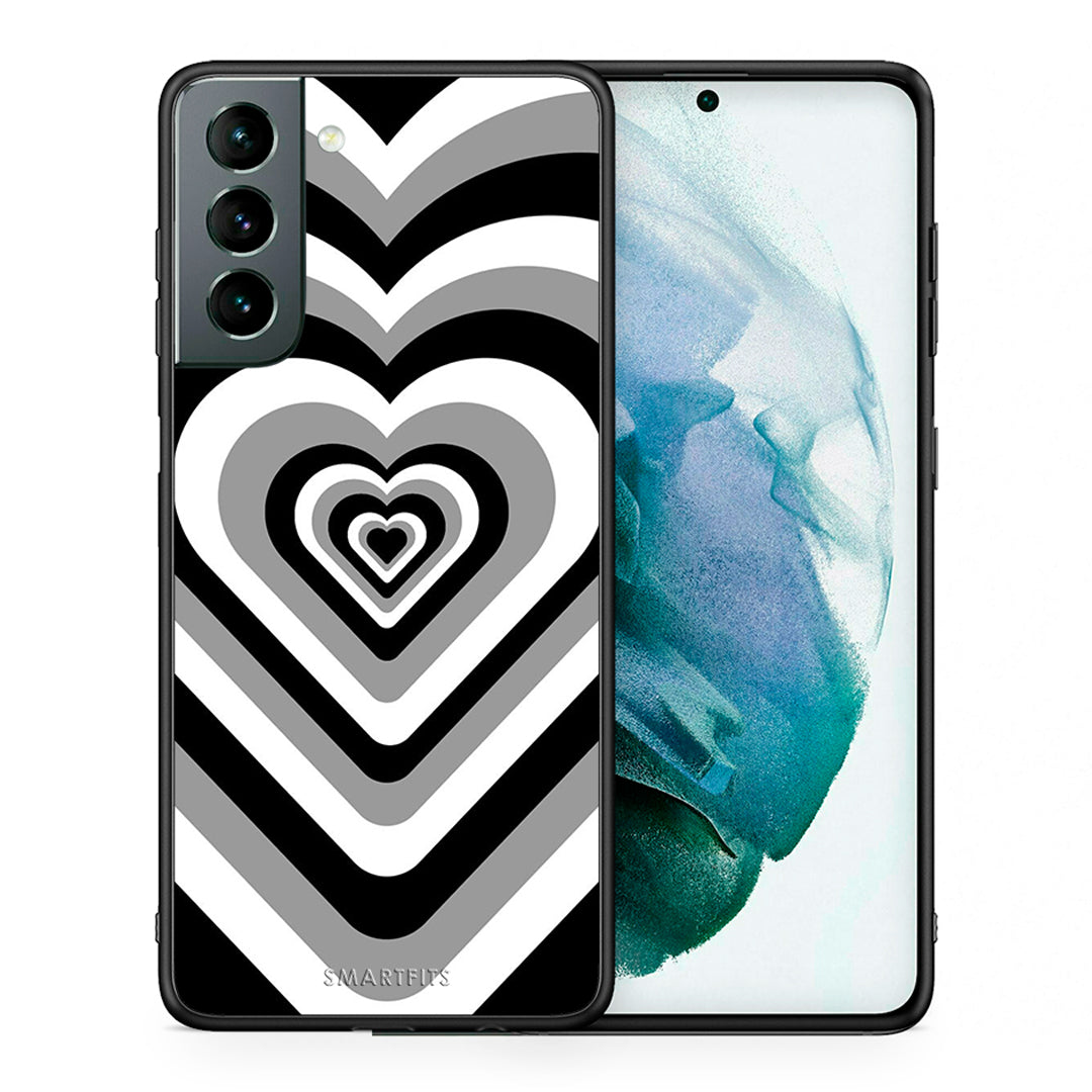 Θήκη Samsung S21 Black Hearts από τη Smartfits με σχέδιο στο πίσω μέρος και μαύρο περίβλημα | Samsung S21 Black Hearts case with colorful back and black bezels