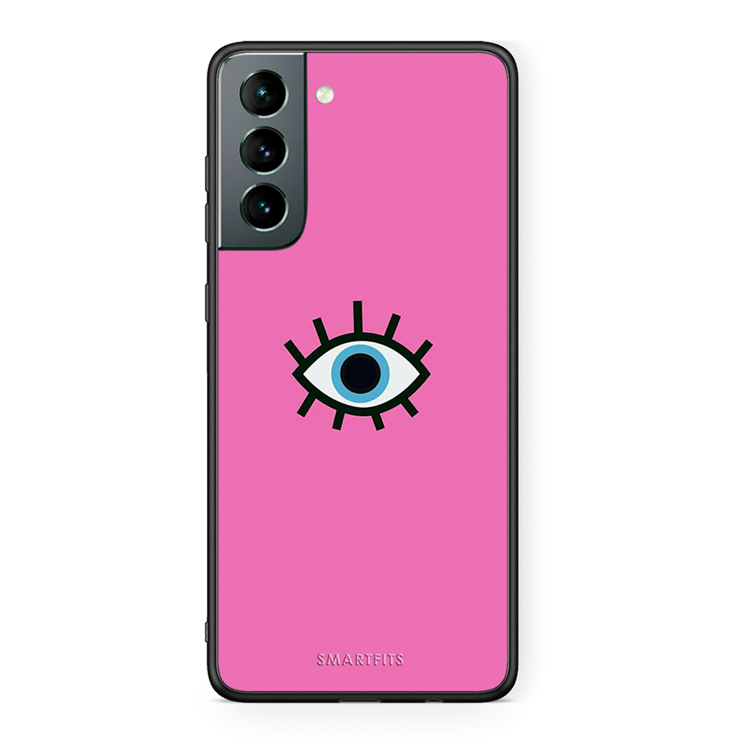 Samsung S21 Blue Eye Pink θήκη από τη Smartfits με σχέδιο στο πίσω μέρος και μαύρο περίβλημα | Smartphone case with colorful back and black bezels by Smartfits