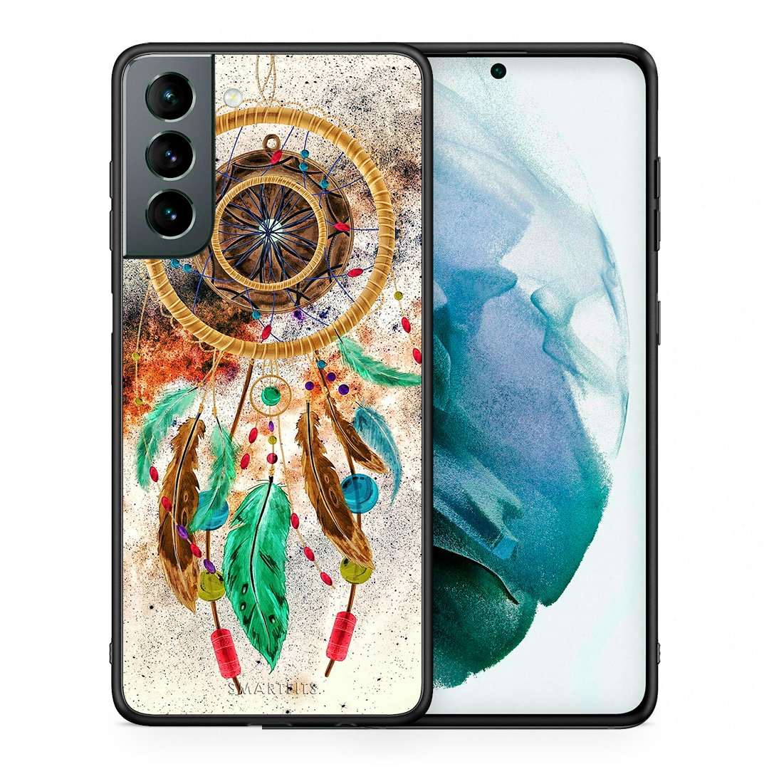 Θήκη Samsung S21 DreamCatcher Boho από τη Smartfits με σχέδιο στο πίσω μέρος και μαύρο περίβλημα | Samsung S21 DreamCatcher Boho case with colorful back and black bezels