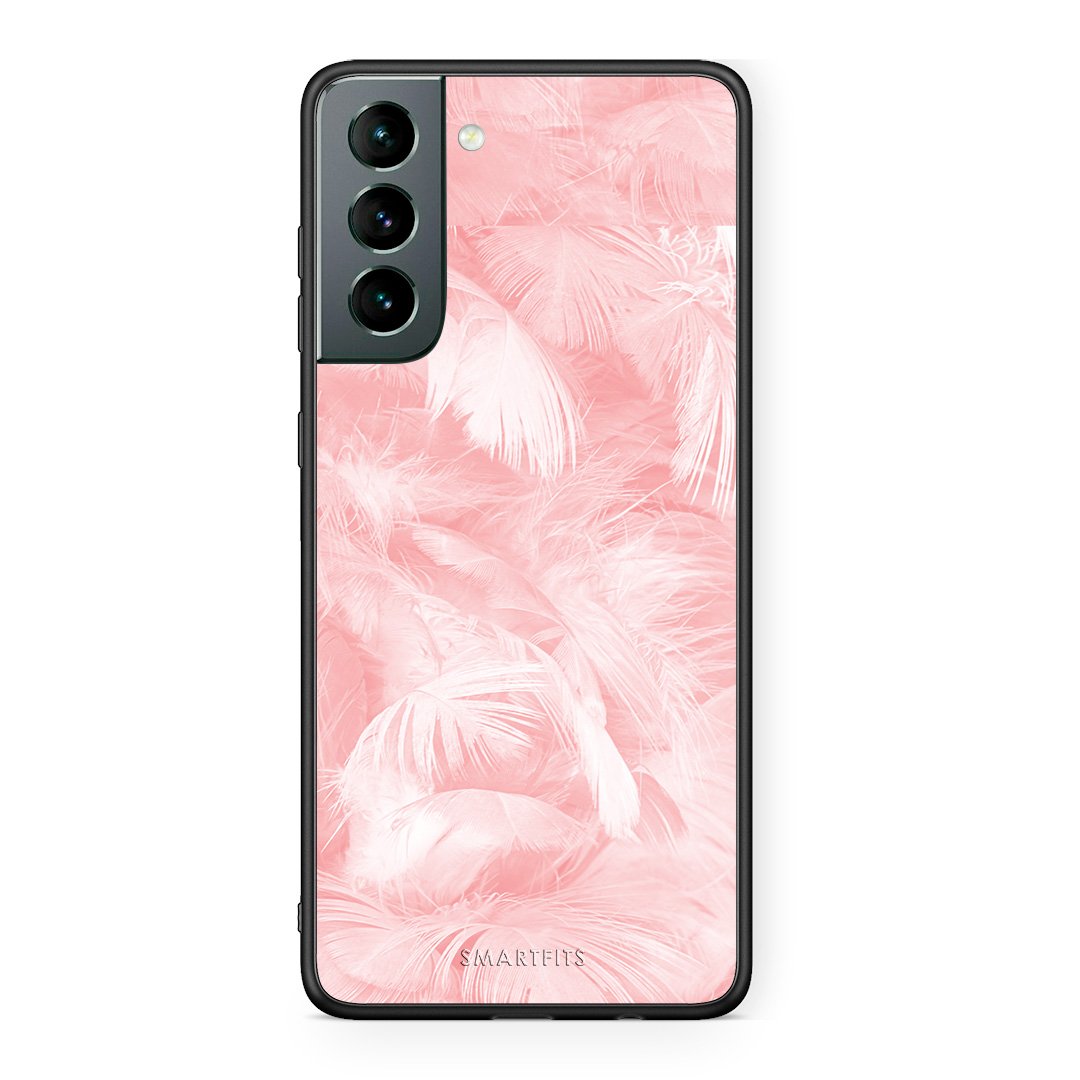 33 - Samsung S21 Pink Feather Boho case, cover, bumper