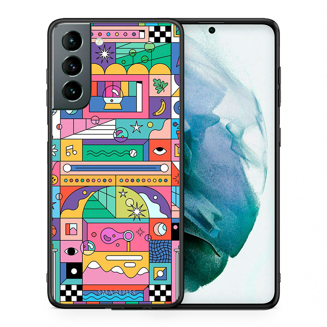 Θήκη Samsung S21 Bubbles Soap από τη Smartfits με σχέδιο στο πίσω μέρος και μαύρο περίβλημα | Samsung S21 Bubbles Soap case with colorful back and black bezels