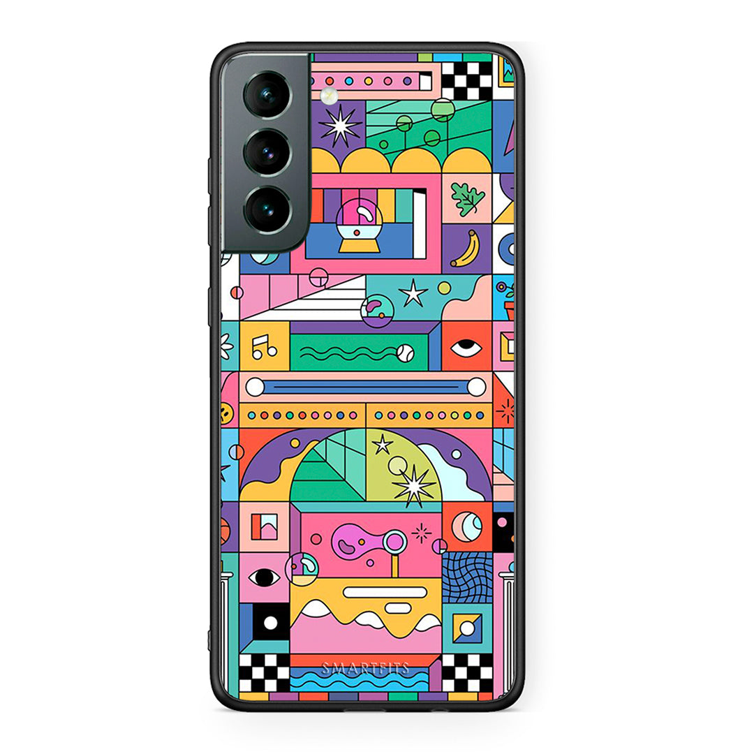 Samsung S21 Bubbles Soap θήκη από τη Smartfits με σχέδιο στο πίσω μέρος και μαύρο περίβλημα | Smartphone case with colorful back and black bezels by Smartfits