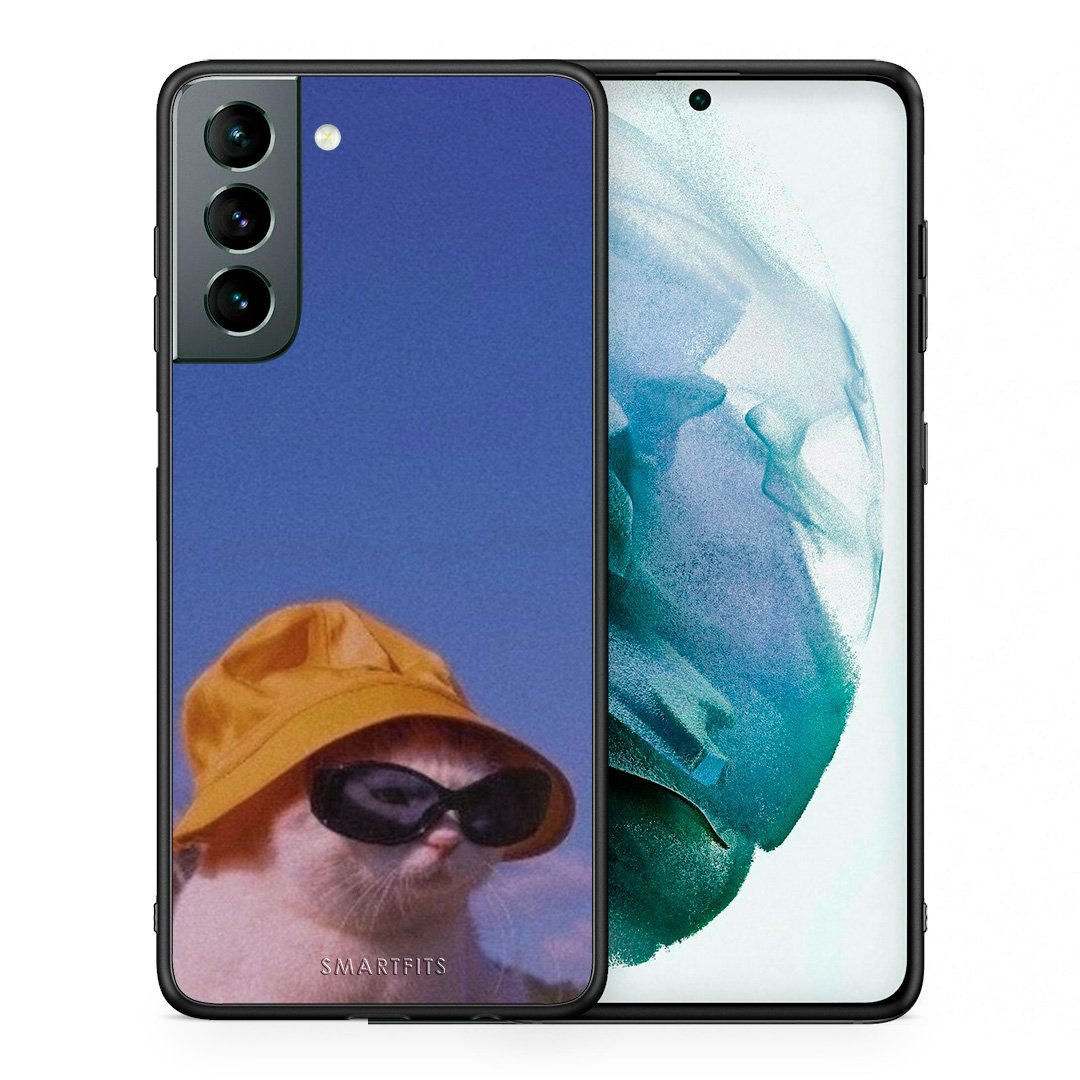Θήκη Samsung S21 Cat Diva από τη Smartfits με σχέδιο στο πίσω μέρος και μαύρο περίβλημα | Samsung S21 Cat Diva case with colorful back and black bezels