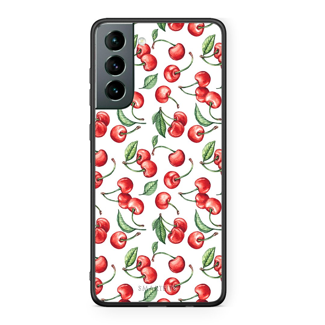 Samsung S21 Cherry Summer θήκη από τη Smartfits με σχέδιο στο πίσω μέρος και μαύρο περίβλημα | Smartphone case with colorful back and black bezels by Smartfits