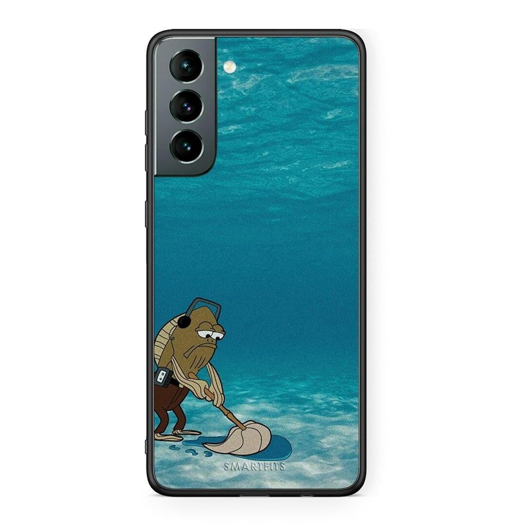Samsung S21 Clean The Ocean Θήκη από τη Smartfits με σχέδιο στο πίσω μέρος και μαύρο περίβλημα | Smartphone case with colorful back and black bezels by Smartfits