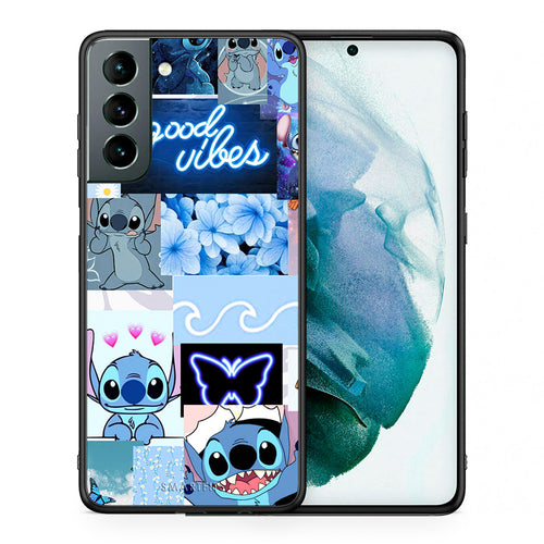 Θήκη Αγίου Βαλεντίνου Samsung S21 Collage Good Vibes από τη Smartfits με σχέδιο στο πίσω μέρος και μαύρο περίβλημα | Samsung S21 Collage Good Vibes case with colorful back and black bezels