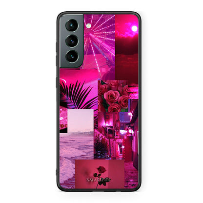 Samsung S21 Collage Red Roses Θήκη Αγίου Βαλεντίνου από τη Smartfits με σχέδιο στο πίσω μέρος και μαύρο περίβλημα | Smartphone case with colorful back and black bezels by Smartfits