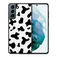Thumbnail for Θήκη Samsung S21 Cow Print από τη Smartfits με σχέδιο στο πίσω μέρος και μαύρο περίβλημα | Samsung S21 Cow Print case with colorful back and black bezels