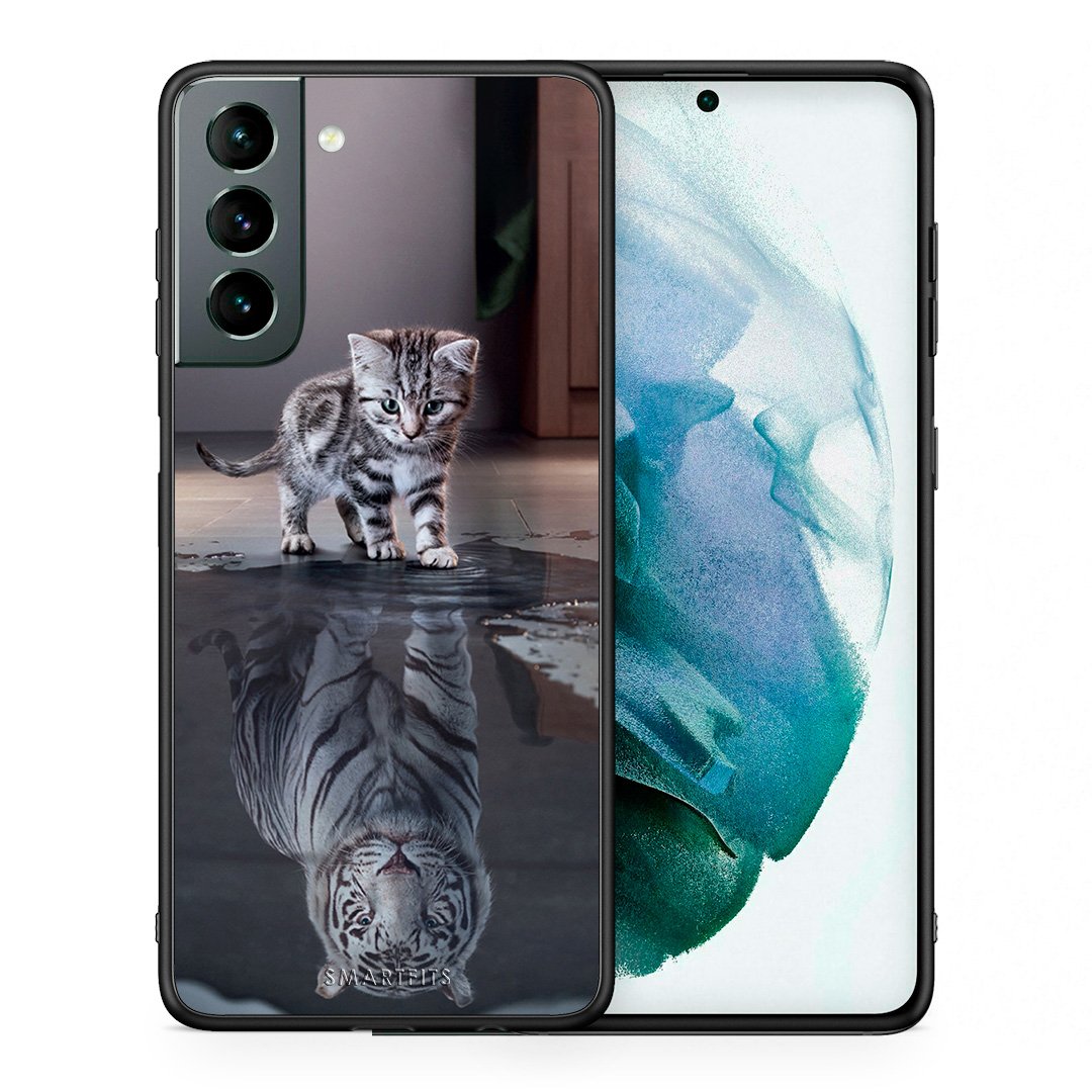 Θήκη Samsung S21 Tiger Cute από τη Smartfits με σχέδιο στο πίσω μέρος και μαύρο περίβλημα | Samsung S21 Tiger Cute case with colorful back and black bezels