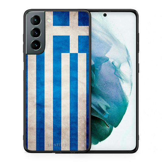 Θήκη Samsung S21 Greek Flag από τη Smartfits με σχέδιο στο πίσω μέρος και μαύρο περίβλημα | Samsung S21 Greek Flag case with colorful back and black bezels