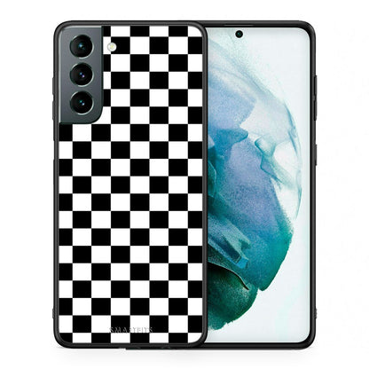 Θήκη Samsung S21 Squares Geometric από τη Smartfits με σχέδιο στο πίσω μέρος και μαύρο περίβλημα | Samsung S21 Squares Geometric case with colorful back and black bezels