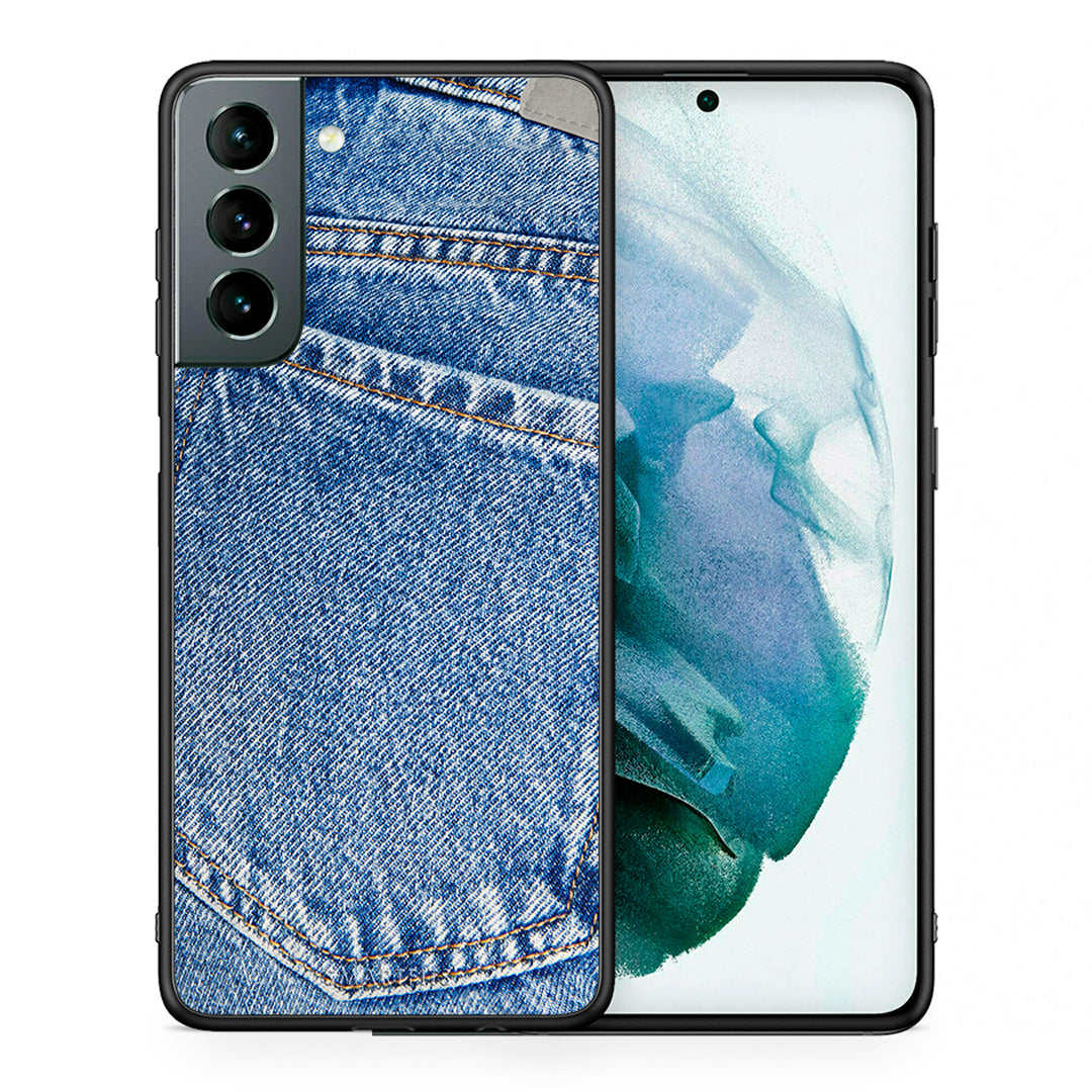 Θήκη Samsung S21 Jeans Pocket από τη Smartfits με σχέδιο στο πίσω μέρος και μαύρο περίβλημα | Samsung S21 Jeans Pocket case with colorful back and black bezels