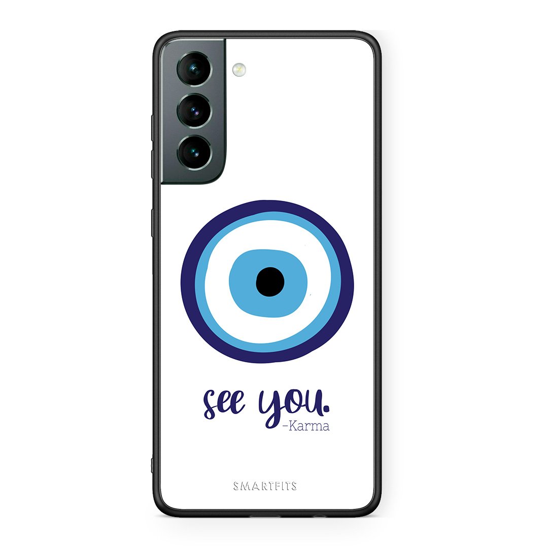 Samsung S21 Karma Says θήκη από τη Smartfits με σχέδιο στο πίσω μέρος και μαύρο περίβλημα | Smartphone case with colorful back and black bezels by Smartfits