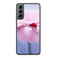 Thumbnail for Samsung S21 Ladybug Flower θήκη από τη Smartfits με σχέδιο στο πίσω μέρος και μαύρο περίβλημα | Smartphone case with colorful back and black bezels by Smartfits