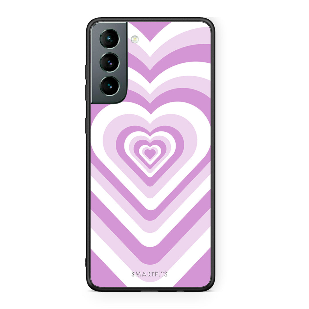 Samsung S21 Lilac Hearts θήκη από τη Smartfits με σχέδιο στο πίσω μέρος και μαύρο περίβλημα | Smartphone case with colorful back and black bezels by Smartfits