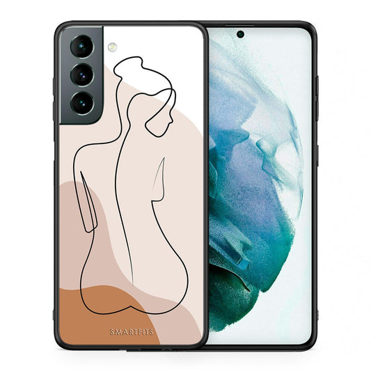 Θήκη Samsung S21 LineArt Woman από τη Smartfits με σχέδιο στο πίσω μέρος και μαύρο περίβλημα | Samsung S21 LineArt Woman case with colorful back and black bezels